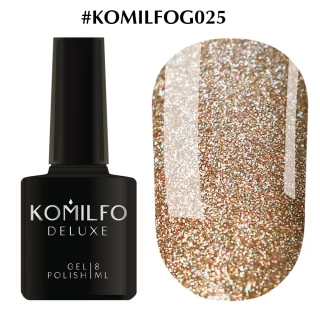 Gel polish Komilfo DeLuxe Series No. G025 (beige with holographic glitter), 8 ml