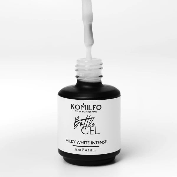 Komilfo Bottle Gel Milky White Intense, 15 мл, с кисточкой