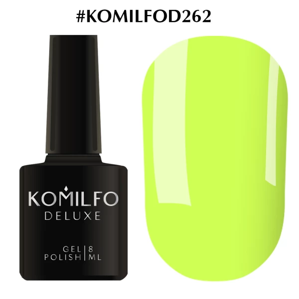 Gel polish Komilfo Deluxe Series No. D262 (acidic lime yellow, enamel), 8 ml