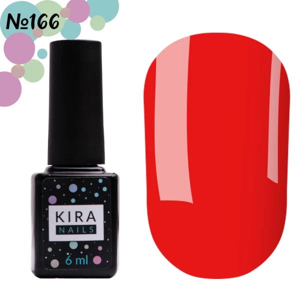 Gel polish Kira Nails No. 166 (spicy red, enamel), 6 ml