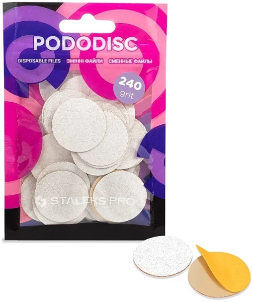 Replacement white files for pedicure disk PODODISC STALEKS PRO L 240 grit (50 pcs.)