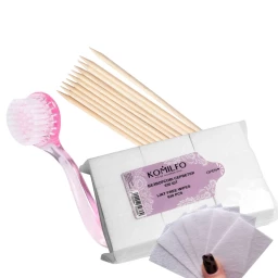 Lint-free wipes, orange sticks and manicure brushes