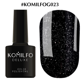 Gel polish Komilfo DeLuxe Series No. G023 (black, silver microglitter), 8 ml