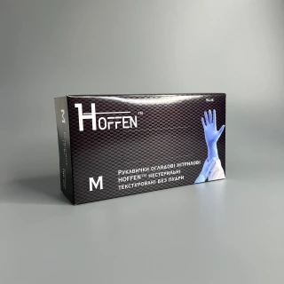 Nitrile gloves HOFFEN blue non-sterile textured without powder, size M (100 pcs.)