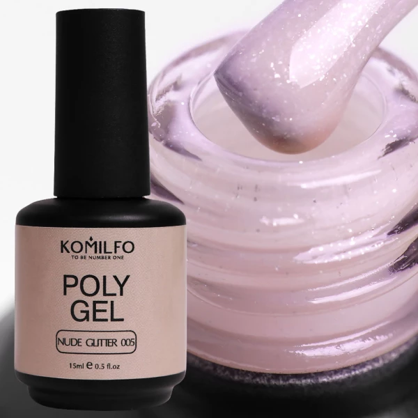 Komilfo PolyGel 005 Nude Glitter 15ml (с шимером)