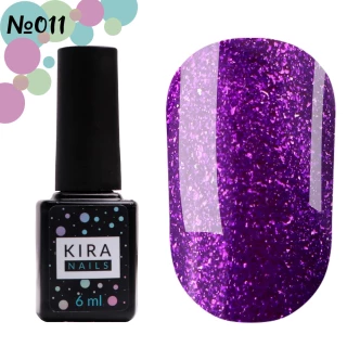 Lakier hybridovy Kira Nails 24 Karat nr 011 (fioletowy z drobinami), 6 ml