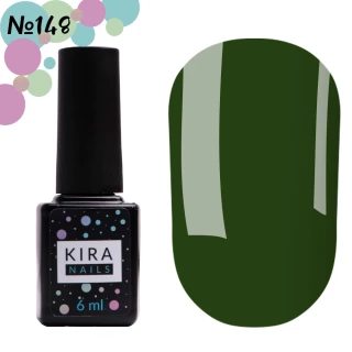 Гель-лак Kira Nails №148 (темно-зеленый, эмаль), 6 мл