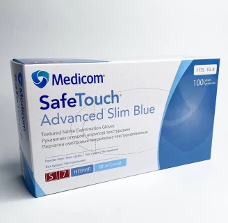 Rękawiczki bezpudrowe niejałowe SafeTouch Advanced Slim Blue niebieskie 3,6 g S