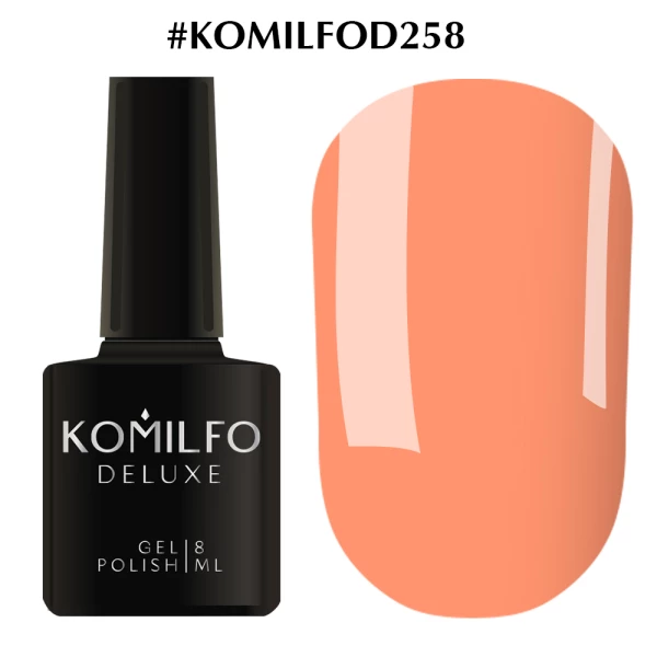 Gel polish Komilfo Deluxe Series No. D258 (peach, neon, enamel), 8 ml