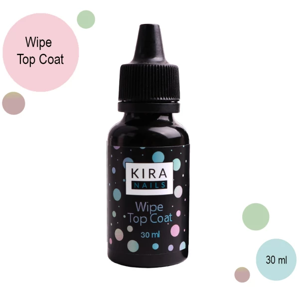 Kira Nails Wipe Top Coat – закрепитель для гель-лака с липким слоем, без кисточки, 30 мл