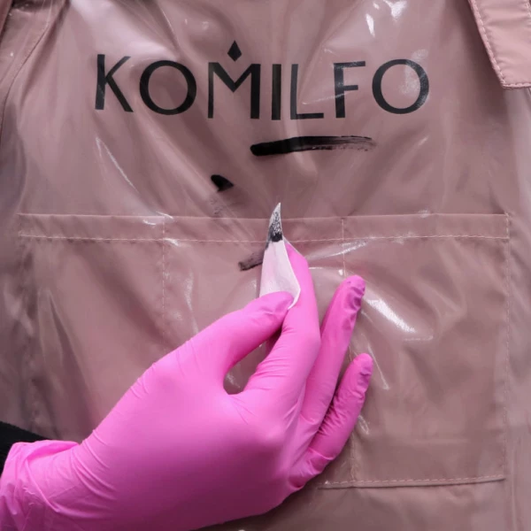 KOMILFO APRON, POWDER, SHORT, WITH REMOVABLE PVC FILM