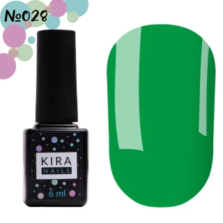 Гель-лак Kira Nails №028 (зеленый, эмаль), 6 мл