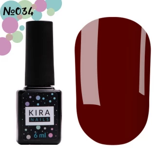 Гель-лак Kira Nails №034 (темный красный, эмаль), 6 мл