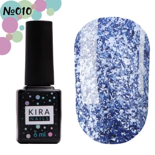 Lakier hybrydowy Kira Nails Shine Bright nr 010 (niebieski z drobinkami), 6 ml