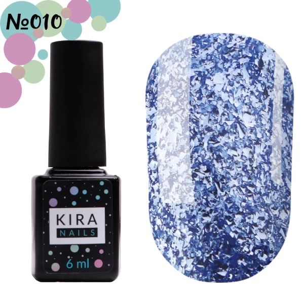 Гель-лак Kira Nails Shine Bright №010 (голубой с блестками), 6 мл