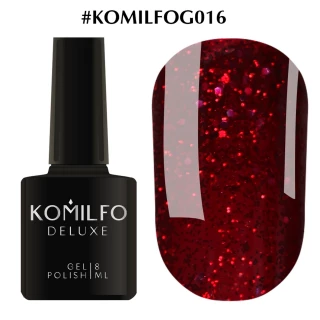 Gel polish Komilfo DeLuxe Series No. G016 (cherry-red with sparkles), 8 ml