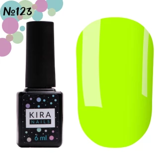 Гель-лак Kira Nails №123 (світло-салатовий, неоновий), 6 мл