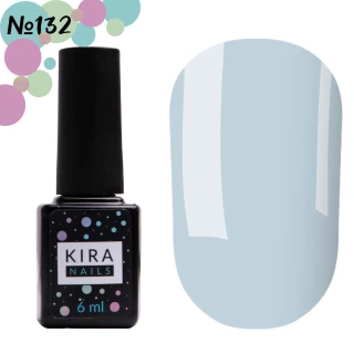 Gel polish Kira Nails No. 132 (soft blue, enamel), 6 ml