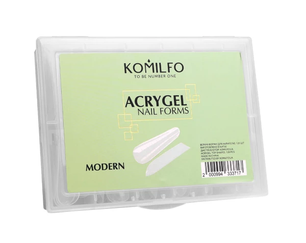 Komilfo Acry Gel Top Nail Forms, Modern - Top forms for extension, modern almond, 120 pcs