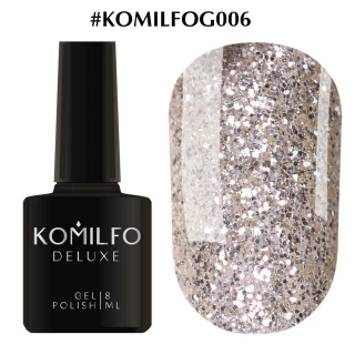 Gel-lacquer Komilfo DeLuxe Series No. G006 (dark silver saturated glitter with a golden tint), 8 ml