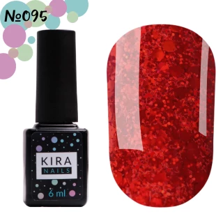 Гель-лак Kira Nails №095 (насичений червоний з мікроблиском), 6 мл