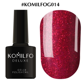 Gel polish Komilfo DeLuxe Series No. G014 (dark red with saturated fine glitter), 8 ml