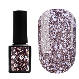 Gel polish Kira Nails Shine Bright №004 (dark silver with small red sparkles), 6 ml