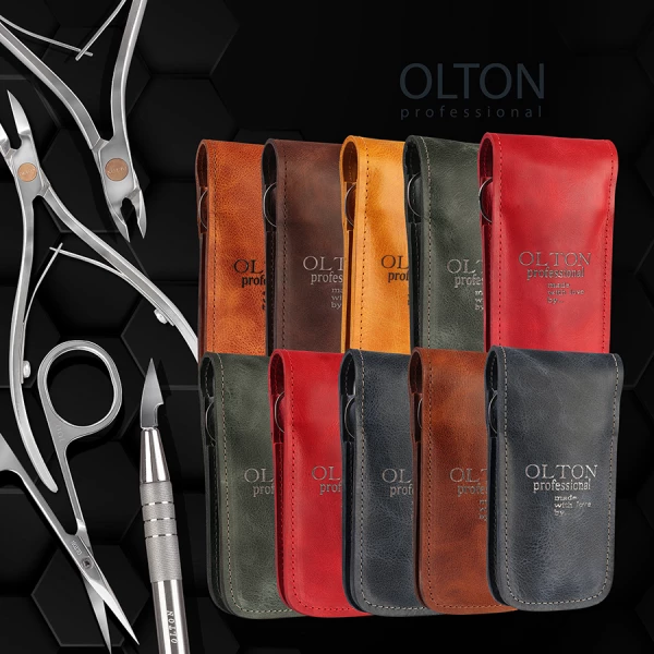 Olton Set of tools for manicure in a leather case, 4 pcs