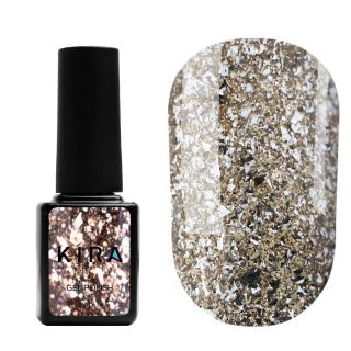 Gel polish Kira Nails Shine Bright No. 003 (white gold with sparkles), 6 ml