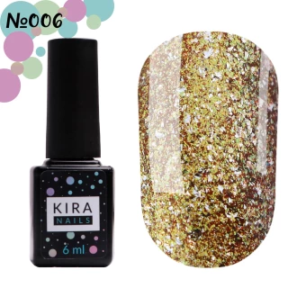 Lakier hybrydowy Kira Nails Shine Bright nr 006 (brąz z drobinami), 6 ml