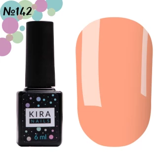 Gel polish Kira Nails No. 142 (peach-pink, enamel), 6 ml