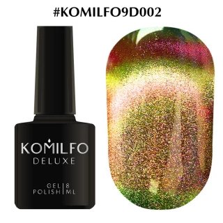 Gel polish Komilfo Cats eye 9D No. 002 (green-gold, magnetic), 8 ml