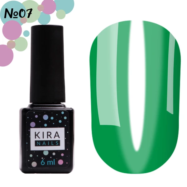 Gel polish Kira Nails Vitrage No. V07 (dark green, stained glass), 6 ml