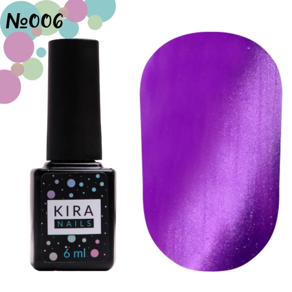 Lakier hybrydowy Kira Nails Cat Eye nr 006 (fioletowy, magnetyczny), 6 ml