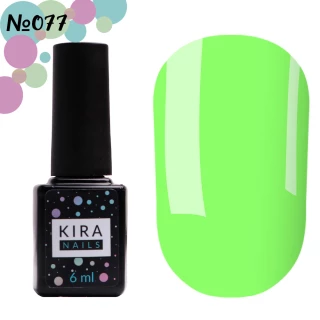 Гель-лак Kira Nails №077 (салатовий, емаль), 6 мл