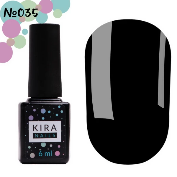 Гель-лак Kira Nails №035 (черный, эмаль), 6 мл