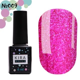 Lakier hybrydowy Kira Nails 24 Karat nr 009 (różowy z drobinkami), 6 ml