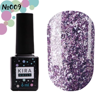 Lakier hybrydowy Kira Nails Shine Bright nr 009 (liliowy z drobinkami), 6 ml