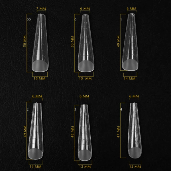 Komilfo Top Nail Forms, Long Gothic - Верхні форми для нарощування, довгий готичний миндаль, 130 шт