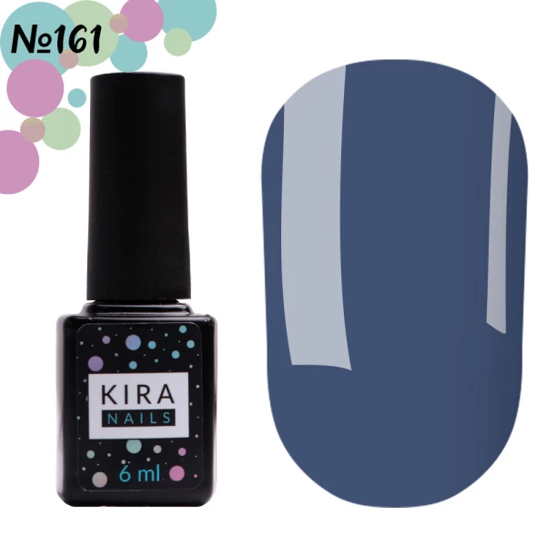 Gel polish Kira Nails No. 161 (dark blue-azure, enamel), 6 ml