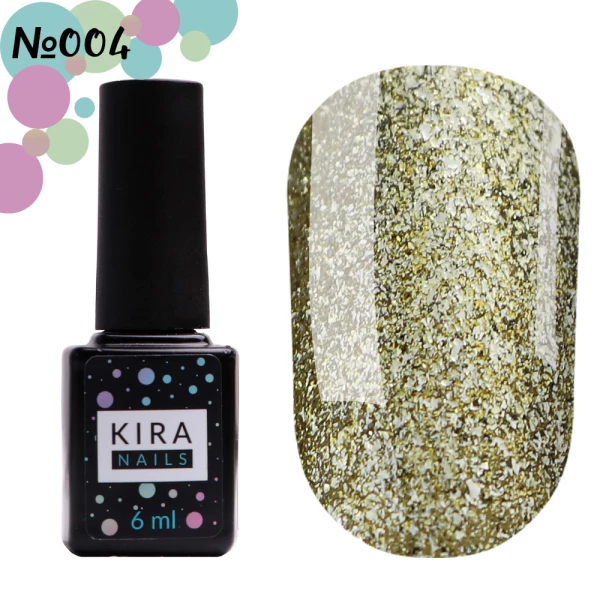 Гель-лак Kira Nails 24 Karat №004 (золото с большим количеством блесток), 6 мл