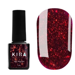 Gel polish Kira Nails Shine Bright No. 011 (dark red with sparkles), 6 ml